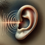 Scientific illustration of sound waves reaching human ear