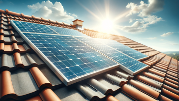 Solar Panels on Sunny Tiled Roof