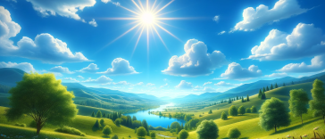 Beautiful Landscape on a Sunny Day with Blue Sky
