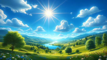 Beautiful Landscape on a Sunny Day with Blue Sky