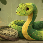 Cartoon Snake Shedding Its Skin