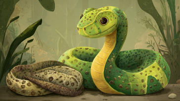 Cartoon Snake Shedding Its Skin