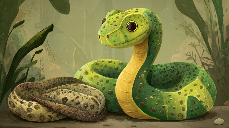 Cartoon Snake Shedding Its Skin